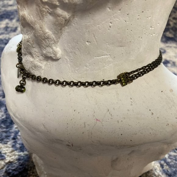 Tammassini Necklace Green and Purple Swarovski Crystal and Chain Choker - Picture 12 of 12